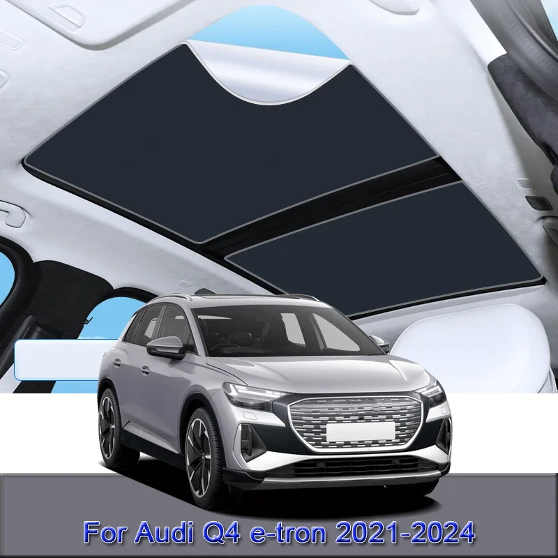 For Audi Q4 e-tron 2021-2023 2024 Car Electrostatic Adsorption Sunroof Sunshade Heat Insulation Skylight Sticker Auto Accessory