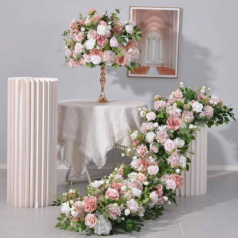 

Uflower Pink Rose Artificial Flower Ball Greenery Table Centerpiece Long Lasting Wedding Event Backdrop Decor