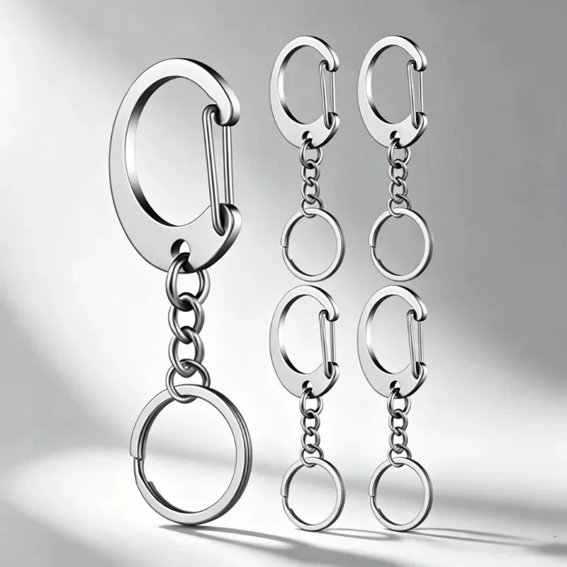 Stainless Steel Metal Keychain Clip Small Carabiner Keyring Holder Key Chain Rings For Purse Wallet Dog Tag Backpack