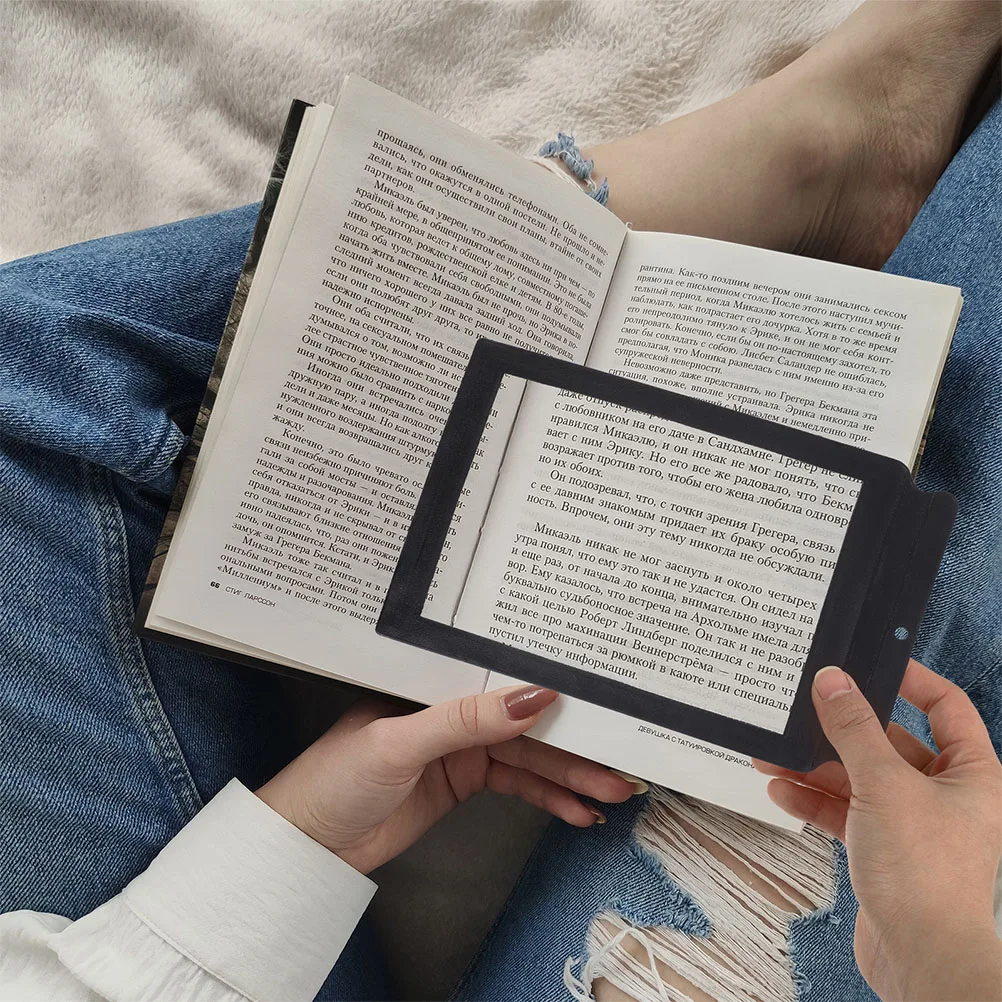 

Handheld Reading Magnifiers Full Page A4 Size 3x Magnification Portable PU for Elderly Seniors Glasses Book Newspaper