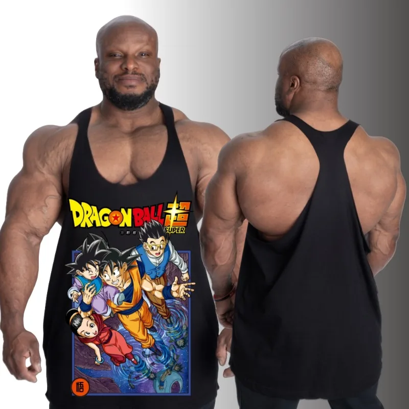 

Dragon Ball аниме хлопковый мужской жилет больших размеров с принтом спортивный свободный крой для фитнеса дышащий трендовый высококачественный летний жилет Y2K
