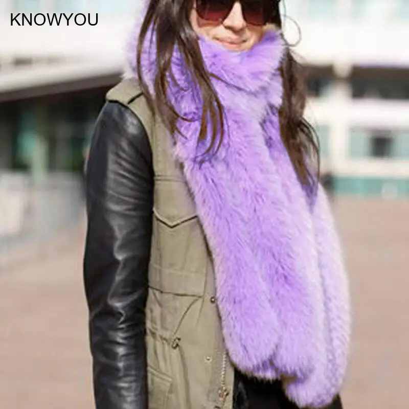 Women Faux Fox Fur Long Scarf Men Winter Warm Thickened Lengthened Scarf Neck Fur Collar Dress Cape Sexy Party Dress Shawls