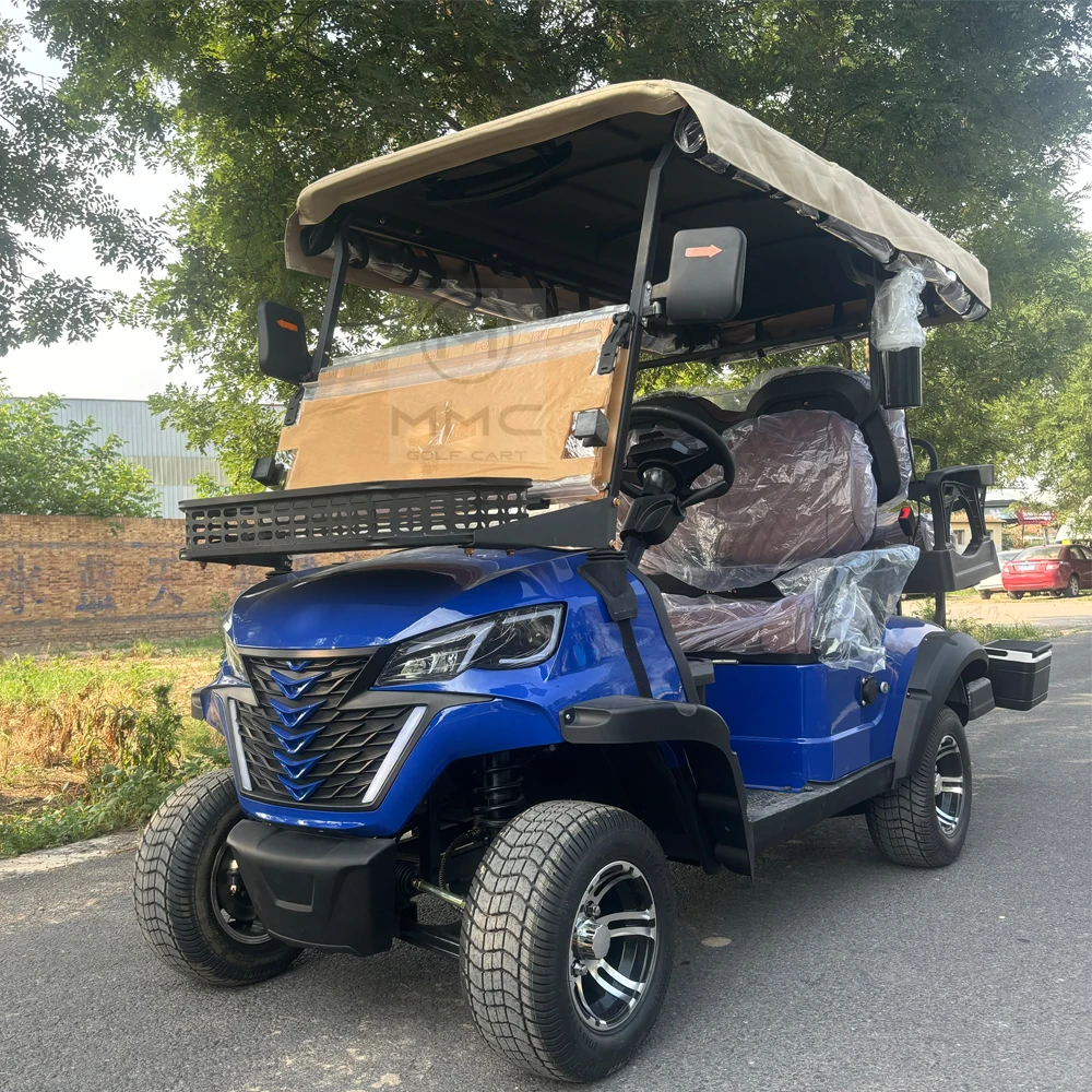 رفع 60 فولت 5KW الصيد عربات غولف على الطرق الوعرة الشارع عربات الغولف القانونية الكبار 4 عجلة 4 مقاعد عربة جولف كهربائية