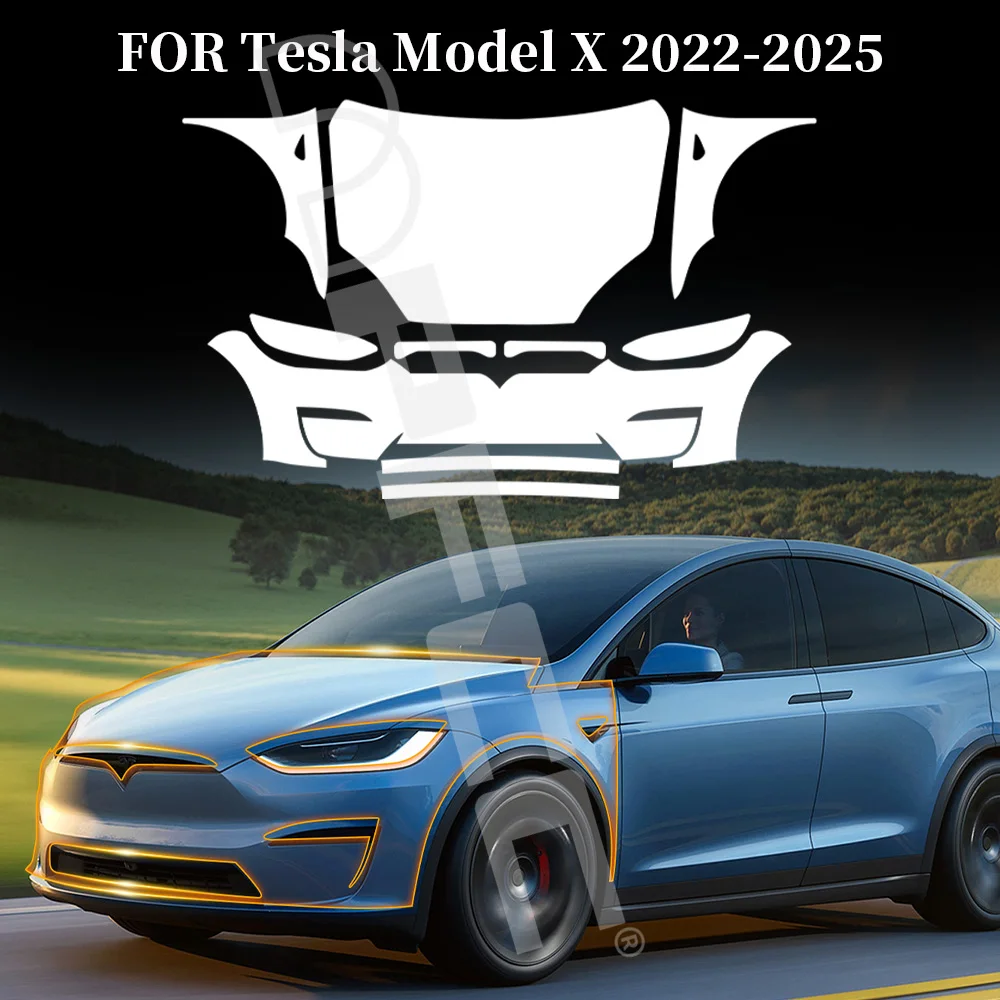 

For Tesla Model X 2022-2025 9Mil TPU Paint Protection Film Anti-Scratch Clear Bra Car Body Pre-cut PPF Resistant Invisible Cover