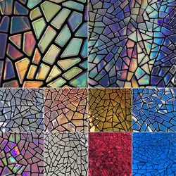 1 Yards Symphony Gradient Mirror Leather Fabric Geometric Pattern Laser Polyester Designer Fabric Clothing Jacket Background