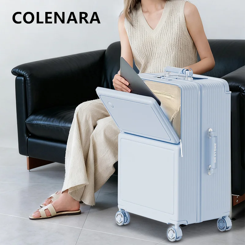 

COLENARA Multifunctional Suitcase Front Opening Boarding Box Laptop Trolley Case 20"24"26"28 Inch Large Capacity Travel Luggage