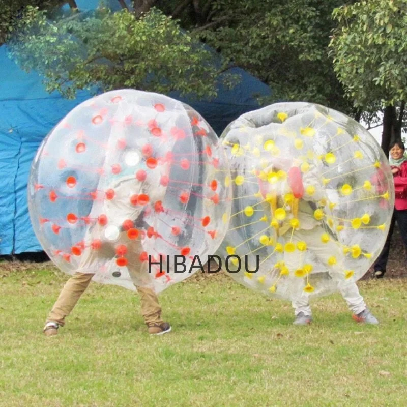 HIBADOU 레드 버블 축구공, TPU 인간 팽창식 범퍼 버블 볼, 팽창식 바디 Zorb 볼, 직경 5 인치 (1.5m)