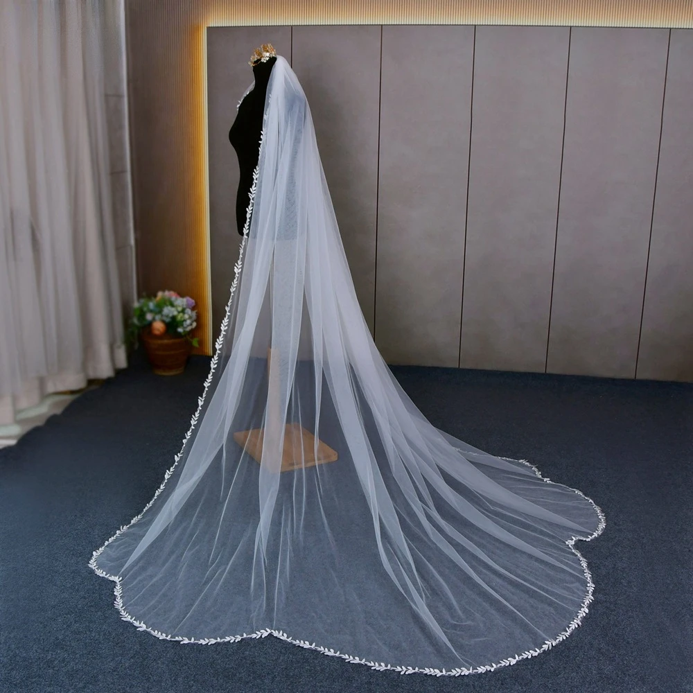 

Mingli Tengda Simple Veils Single Layer Bridal Headdress Lace Mesh Wedding Bride Veil With Comb 3 M Wdie 3 M Long Mantillas