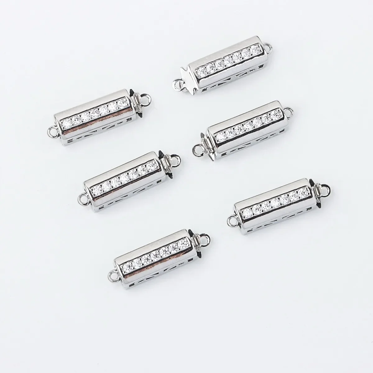 18K Real Gold-plated Micro-diamond Rectangular Buckle Three-dimensional Long Bracelet Item Closing Buckle DIY Jewelry Accessorie