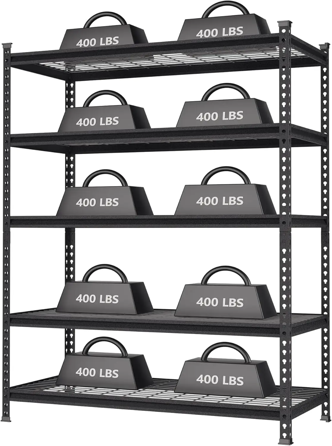 5-Tier Metal Storage Shelving Unit, 48”W x 24”D x 72”H, Adjustable Storage Rack Heavy Duty Shelf, 4000 lbs Load Capacity (Total)