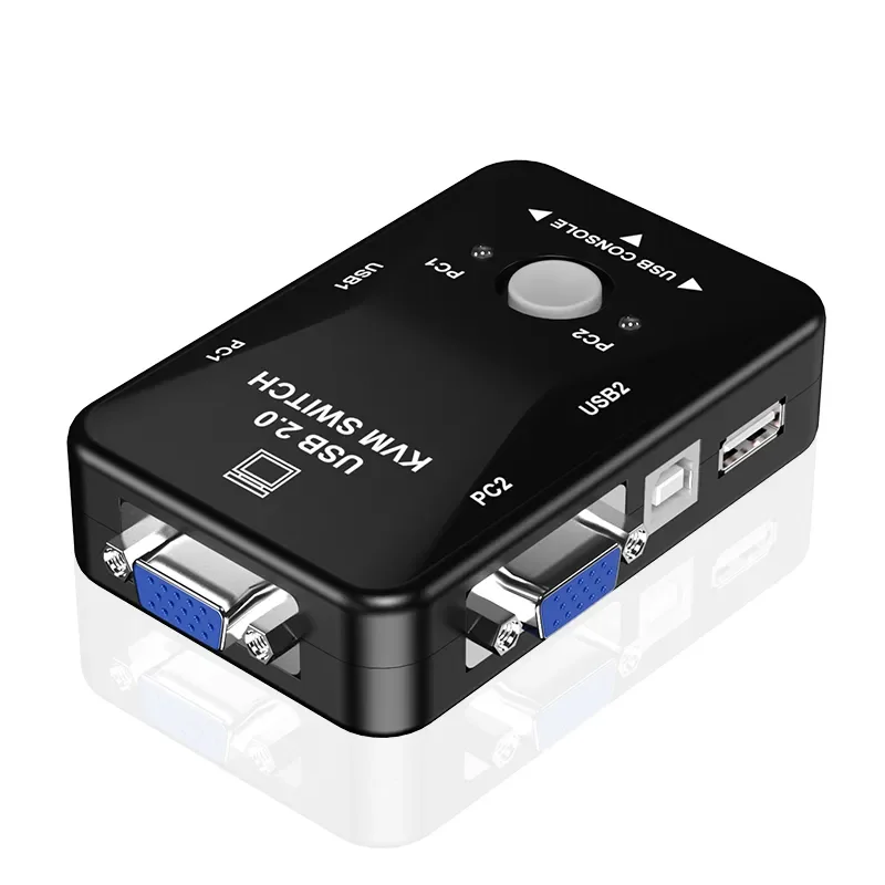 Switch KVM VGA de 2 portas, 1080P, USB 2.0, Divisor VGA, Mouse, Teclado, Impressora, Pendrive, Compartilhar, Caixa, Adaptador, 2 em 1 Saída, Switch KVM