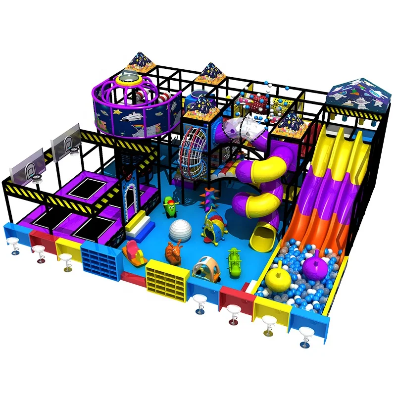 Amusement Park Plastic Slide Children Commercial Kids play area Indoor Playground Equipment with Ball Pool trampoline park