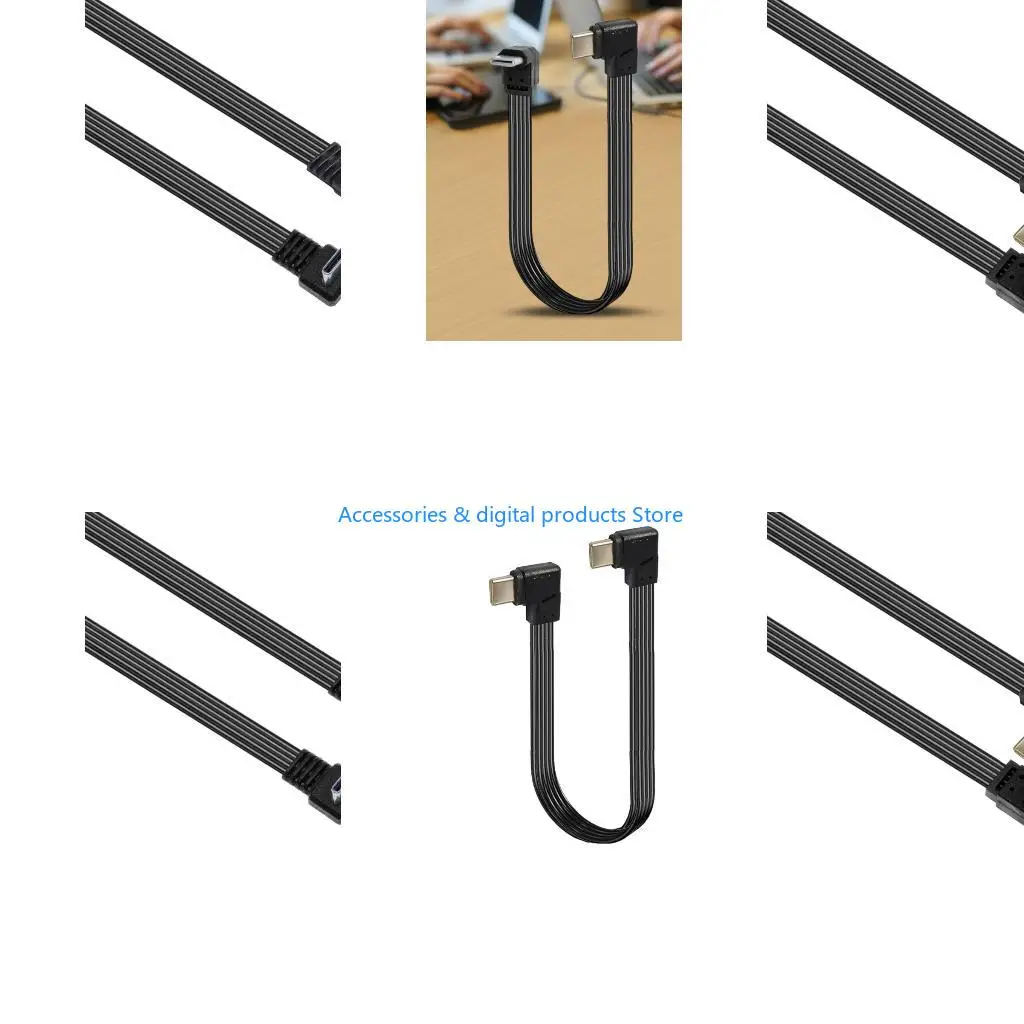 77JD Flat Flexible Right Angled 90 Degree Usb C Male to Type C Charging Data Cable