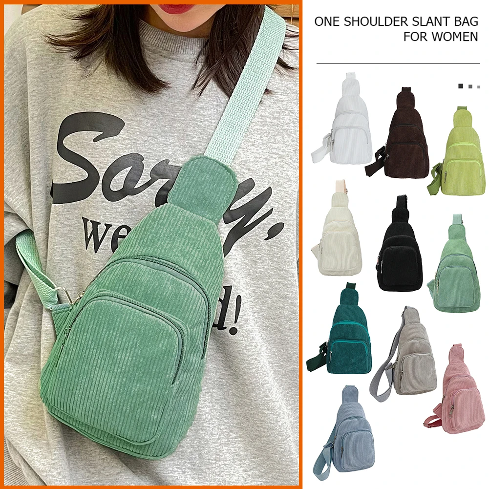 

Fanny Pack Bum Bag Fashion Ladies Handbags Casual Corduroy Solid Color Adjustable Strap Simple Portable for Weekend Vacation