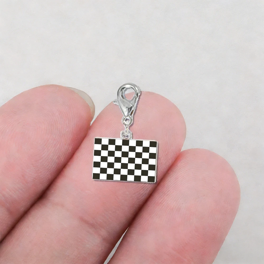 

100 шт./лот, 10*6,6 мм, подвески в виде гоночного флага из нержавеющей стали для самостоятельного изготовления браслетов, ожерелий, цепочек для сумок, брелоков