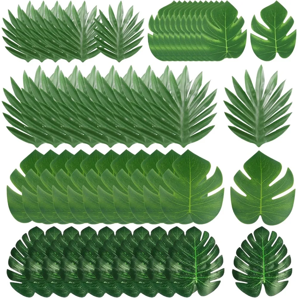 10 Piezas de Hojas de Palma Tropicales, Hojas Artificiales de Seda de Monstera para Decoración del Hogar, Luau Hawaiano, Bodas en la Playa y Fiestas