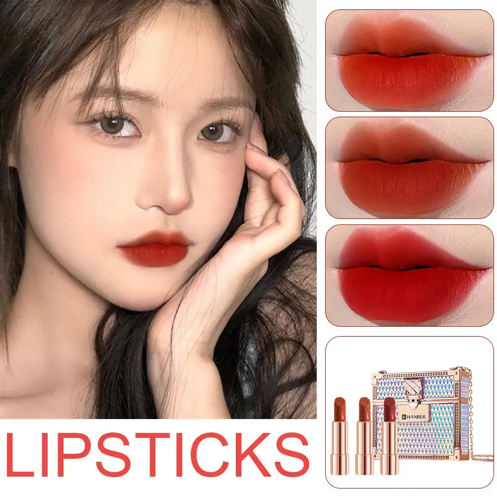 Make-up koreanischen matten Lippenstift Set wasserdicht langlebige Lippen Leder Samt Kit Glanz Private Label Box Tasche Lippen tönung Vitami n4f7