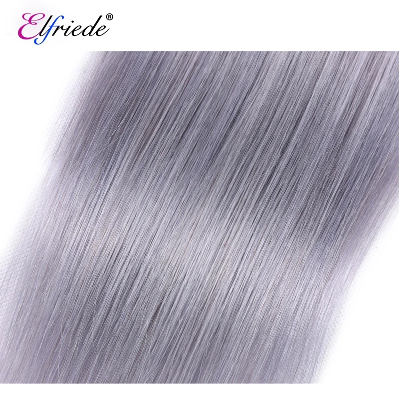 Elfriede-Mèches Brésiliennes 100% Naturelles Lisses Gris Pur, Extensions de Cheveux Humains, Offre en Lot de 3/4