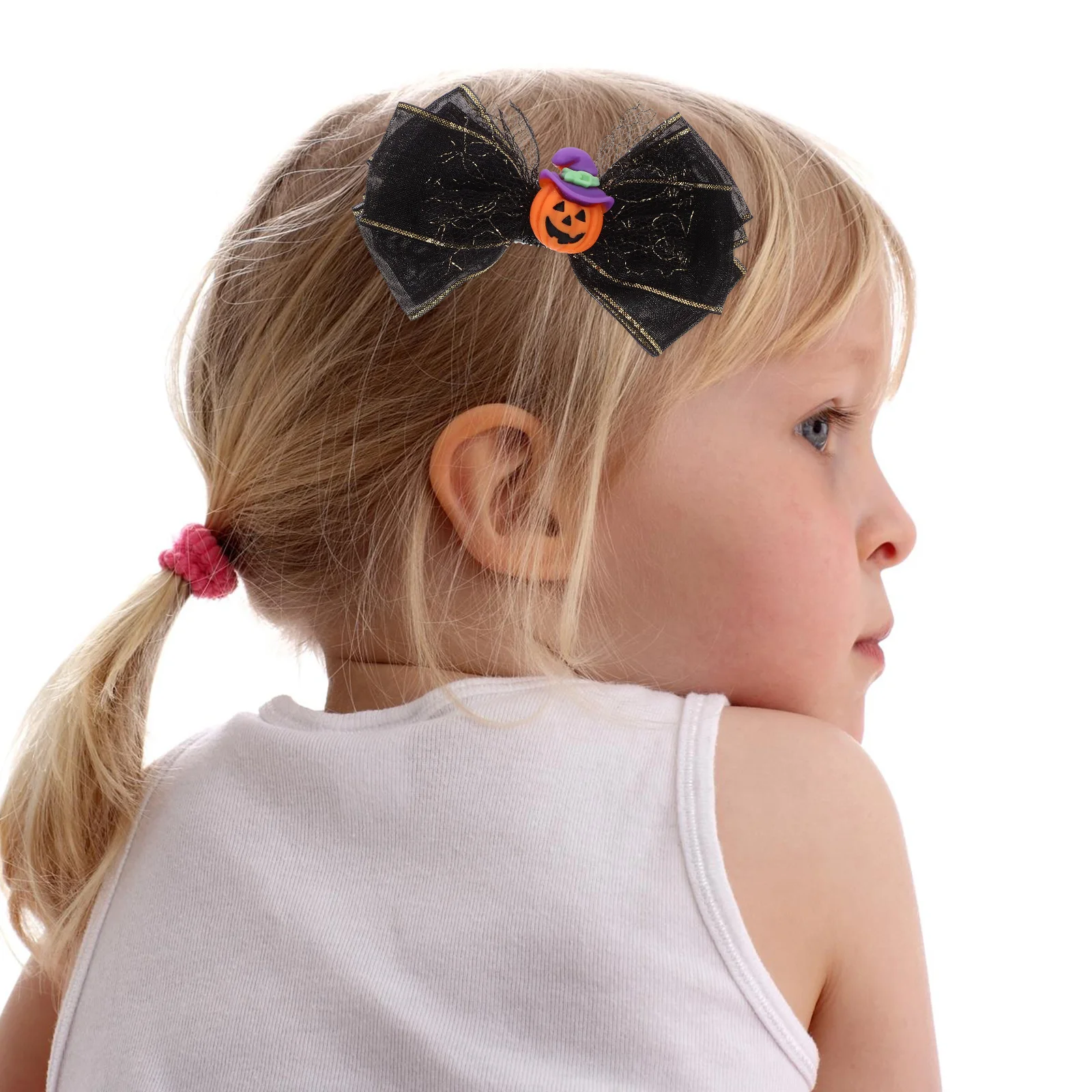 

High Quality Cloth Kids Halloween Hair Clips Bow Knot Headdress Accessory for Child Party Photoshoot Horror Funny Design Easy On