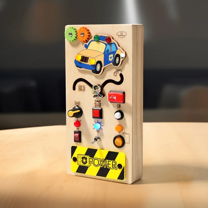 3-6YChildren Houten Led Licht Socket Schakelaar Drukke Board Vroegschoolse Educatie Speelgoed Hands-on Educatief Houten Wetenschap Speelgoed