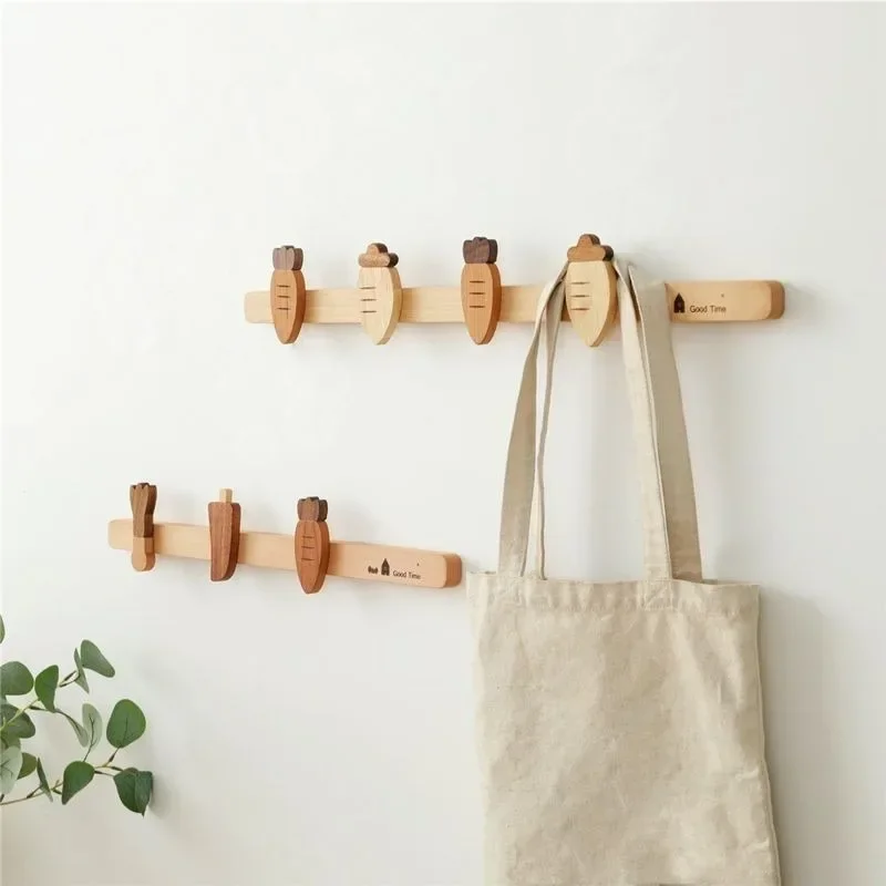 

Wall Mounted Wooden 3/4 Hooks Coat Rack Clothing Rail for Hat Towel Robes Wooden Hanger Perchero Home Furniture Nordic Decor