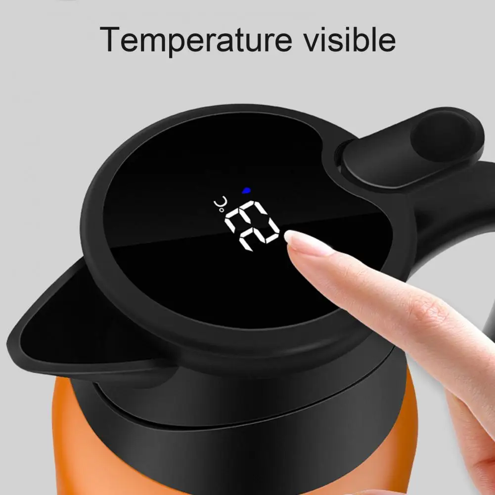 12V/24V 1000ML Car Electric Kettle Digital Display Car Electric Pot Stainless Steel Coffee Kettle Boiling Water Cup For Travel