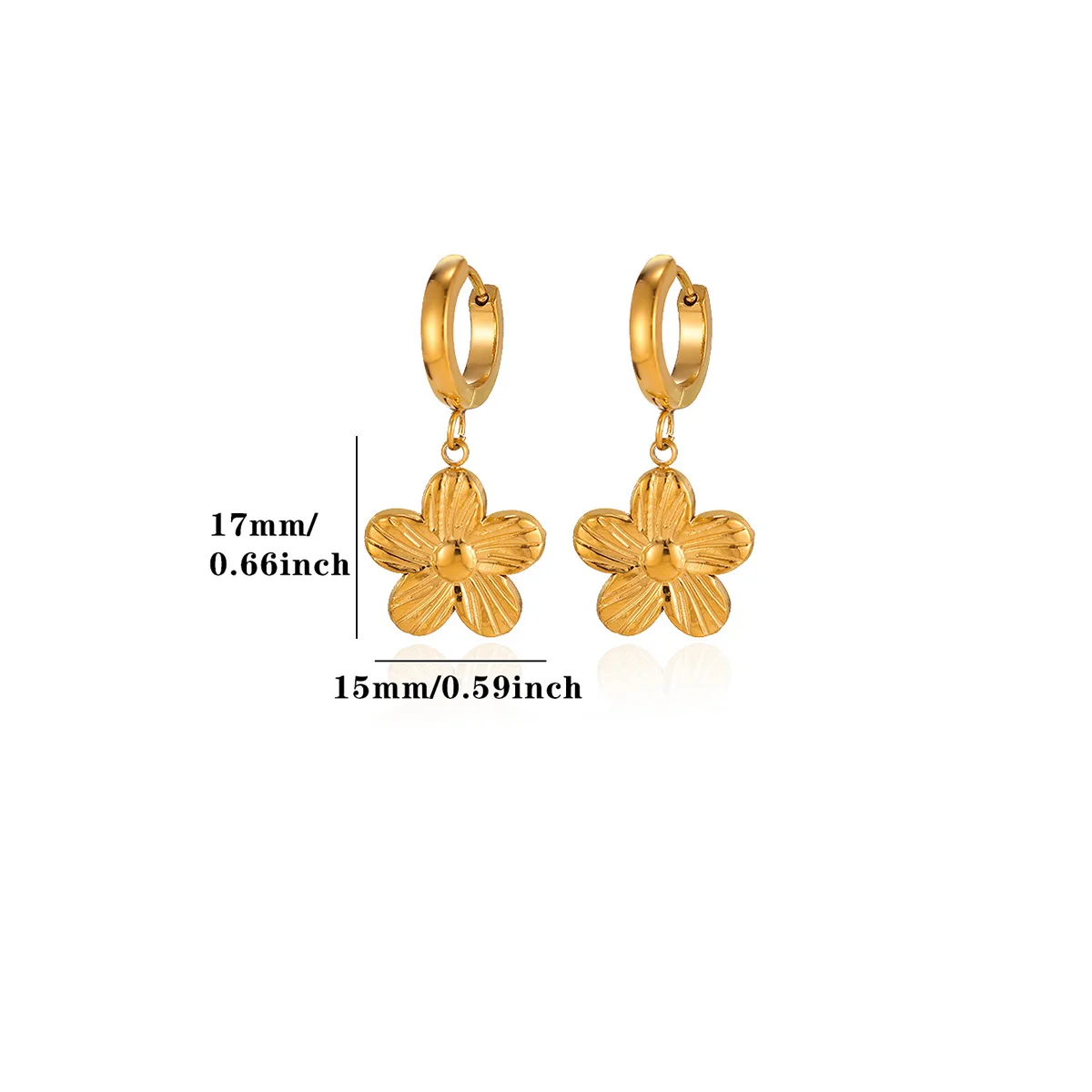 Stainless Steel Flower Pendant Earrings for Women Sweet Gold Color Plant Drop Earring Wedding Party Jewelry Accessories Gift