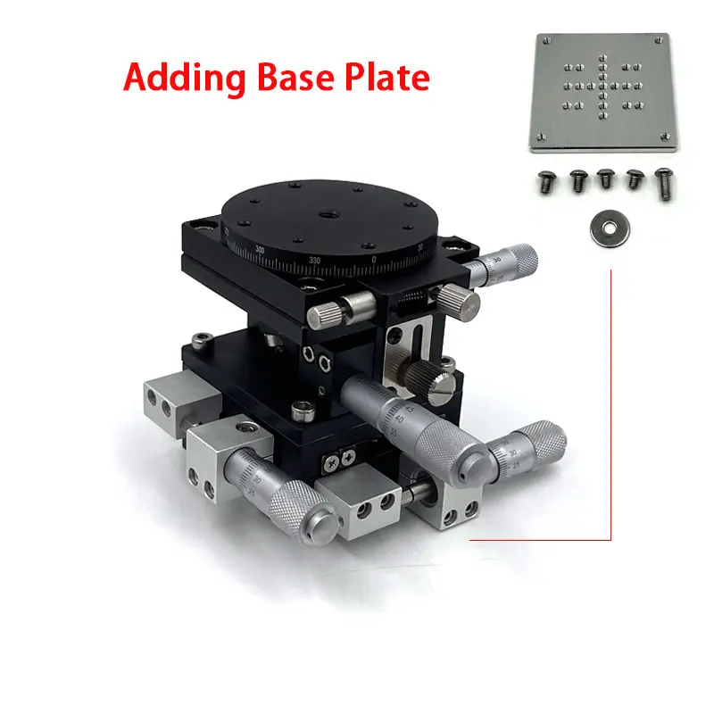 XYZR Precision Four Axis Slide Table 60*60mm V Type Rotary Manual Displacement Platform Slide Table LT60