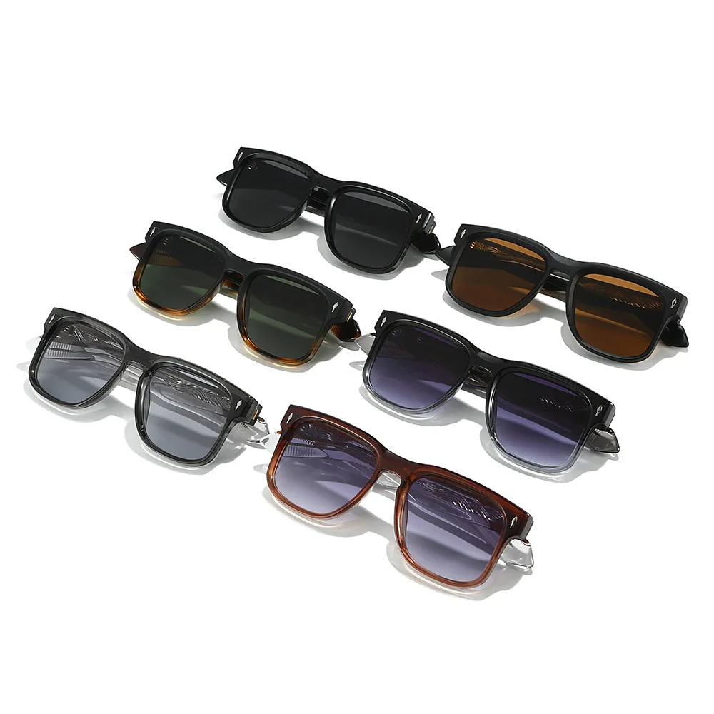 Kacamata Retro Persegi Pria Wanita Dekorasi Panah Mewah Pelindung Matahari Inti Logam CP Asetat Kacamata Mengemudi UV400