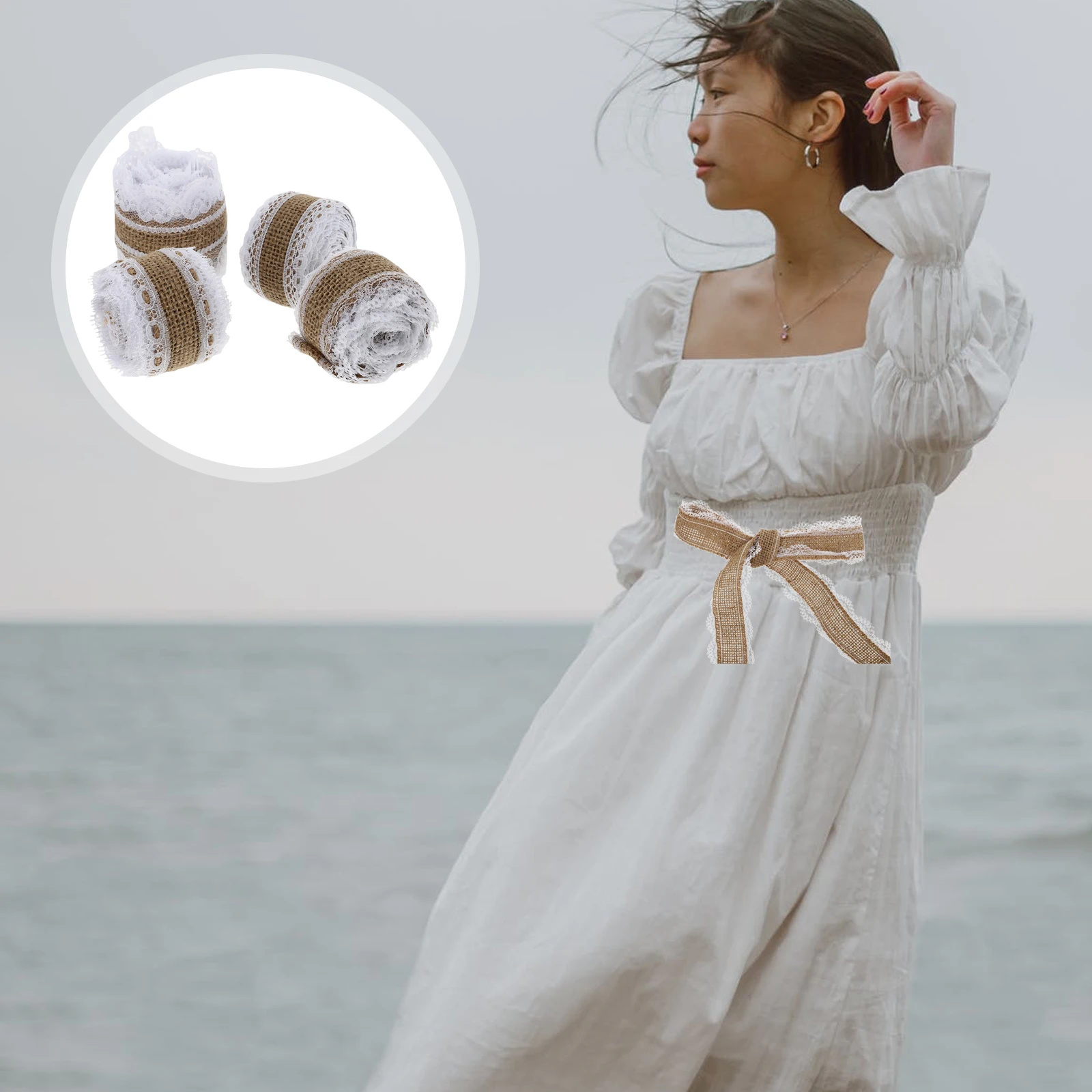 

4pcs 4 Rolls Trim Diy Fabric Lace Trim Wedding Dress Edging Foldable Ribbon For Cosplay Costume Underwear Decor Supply