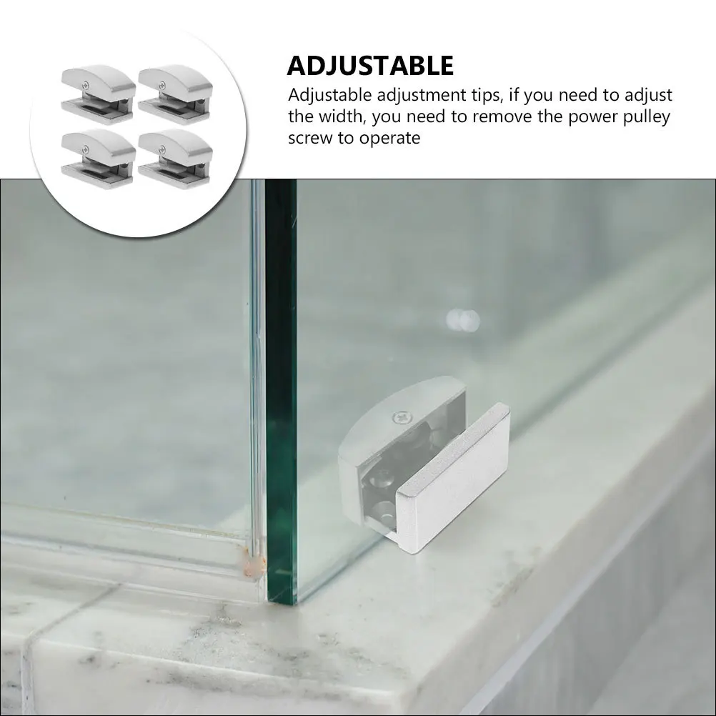 4 قطعة دليل الباب الزجاجي القابل للتعديل لأبواب الدش المنزلقة 5-14 مللي متر مسار سفلي من سبائك الألومنيوم بكرات ناعمة حماية ضد التآكل