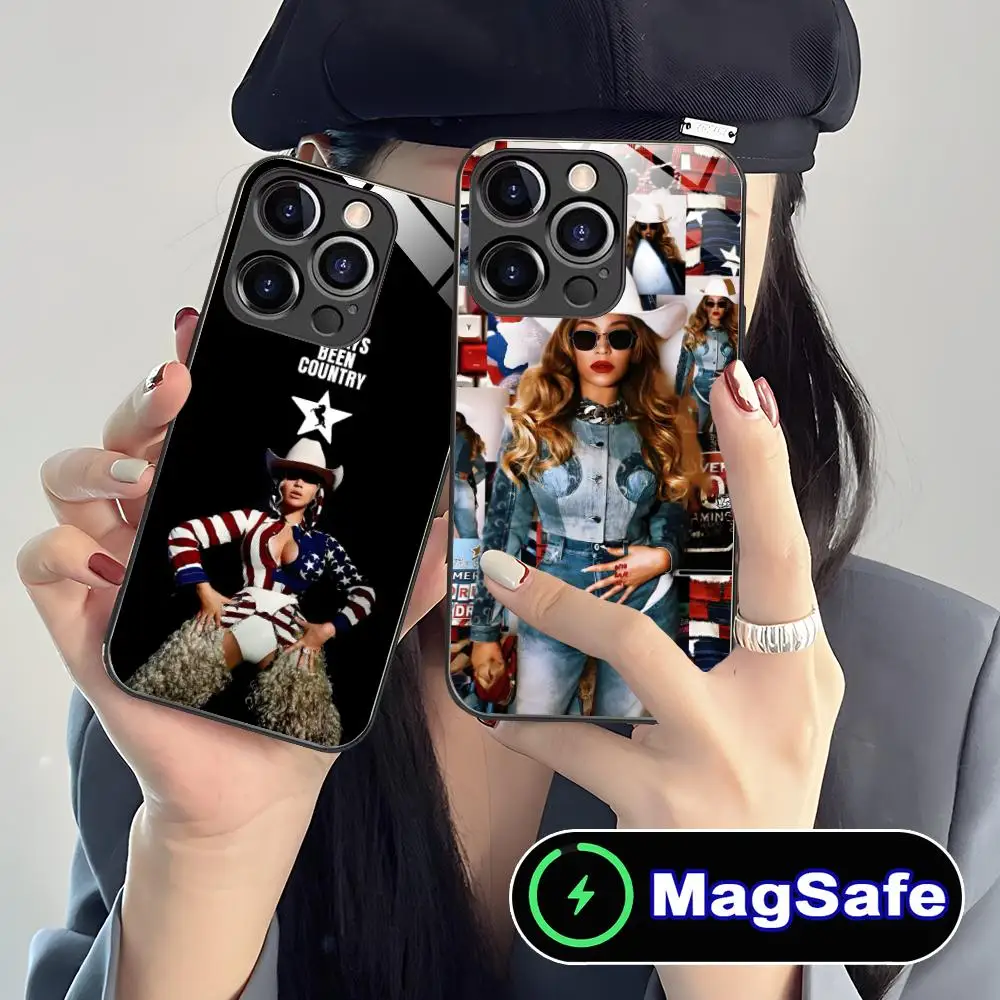 Mode b-beyonce étui de téléphone portable pour iPhone 17 16 15 14 13 12 11 Pro Max Plus Mini MagSafe verre couleur couverture de luxe joli