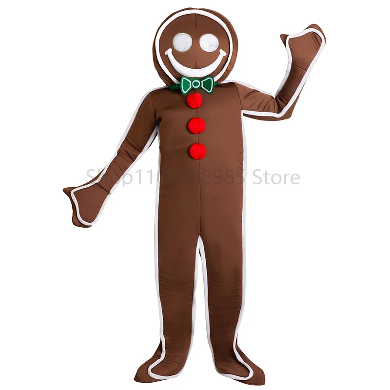 Unisex Women Men Christmas Cookie Party Outfit Cartoon Mascot Gingerbread Man Halloween Costume for Adult view 3