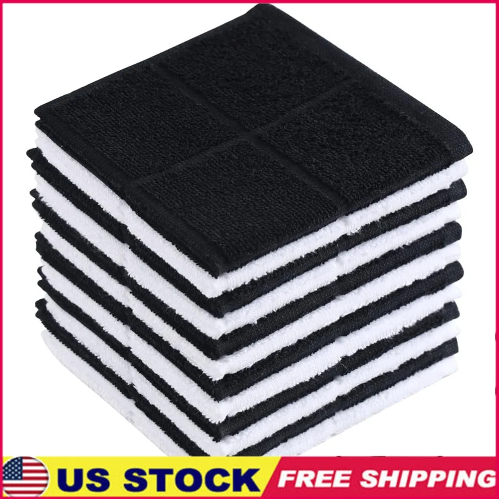 

Высоко впитывающие хлопковые салфетки для мытья посуды, кухонные тряпки, мягкие моющиеся полотенца для посуды 11x11, прочные, устойчивые к пятнам, экологически чистые