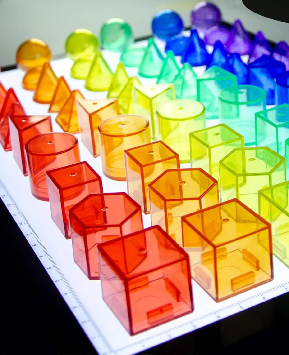 60 Stück 3D-Formen zum Unterrichten, geometrische Feststoffe – geometrische Formen für Kinder, Lichttisch-Manipulationen, 3D-Formen, Lichttisch