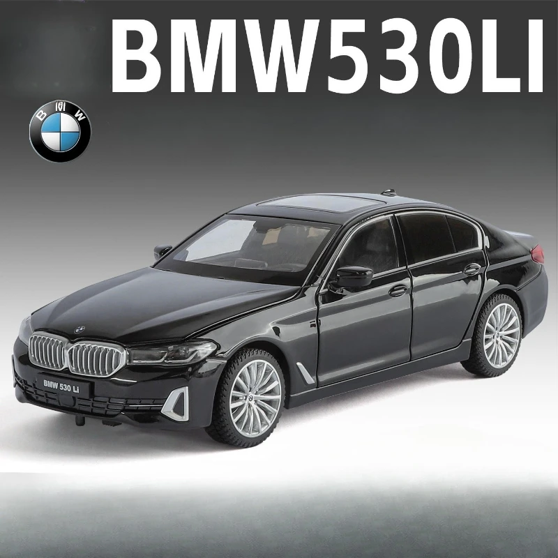 محاكاة 1:24 BMW 530Li سبيكة سيارة نموذج الصوت والضوء لعبة التراجع سيارة الأطفال الصبي هدية جمع سيارة مصغرة