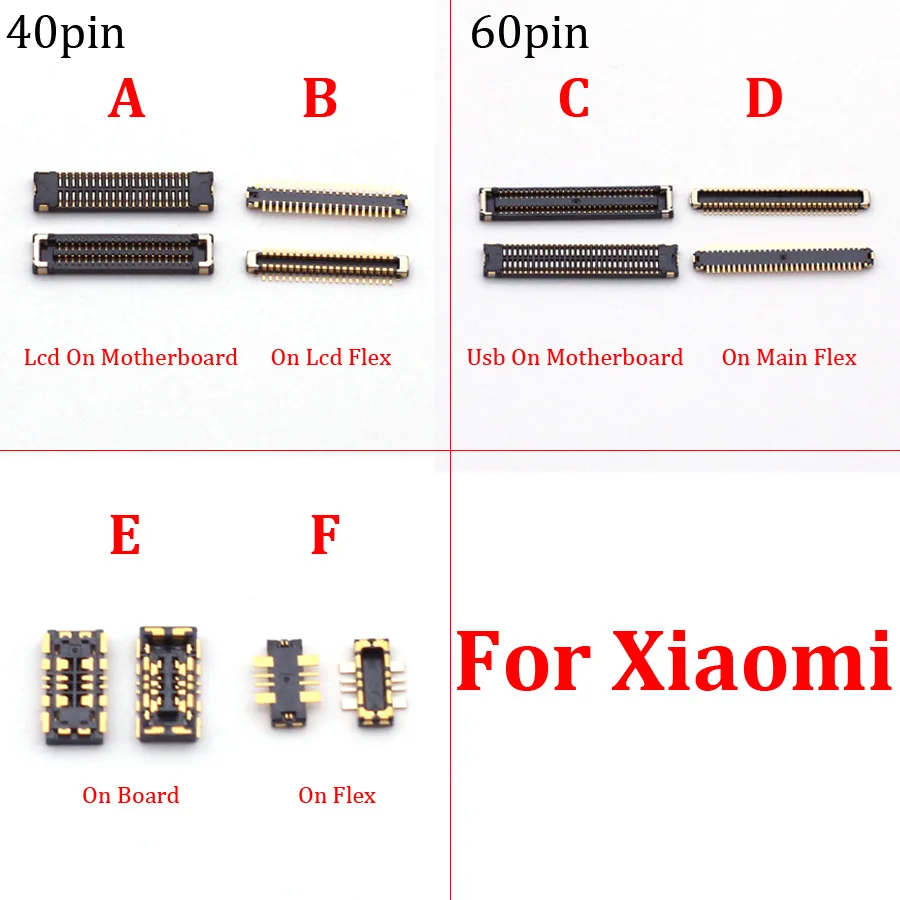 2Pcs Usb Charging FPC Connector Lcd Display Screen Plug For Xiaomi Hongmi Redmi Note 12T 12 Pro 12Pro Poco X5 X5Pro 40 60 Pin