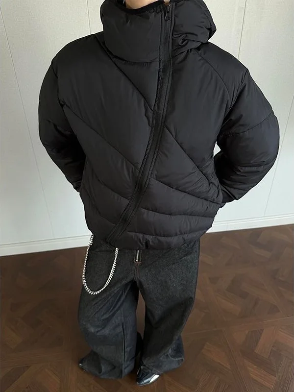 

Теплая мужская зимняя куртка из пуха и хлопка, свободного кроя, ветрозащитная, с капюшоном, на молнии, в американском стиле