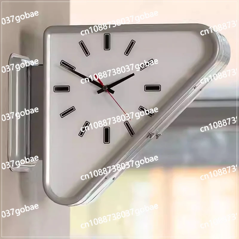 Living Room Minimalism Clocks Two-sided Wall Clocks Triangle Modern Clock Mechanism Silent Design Clock Watch for Decoration view 2