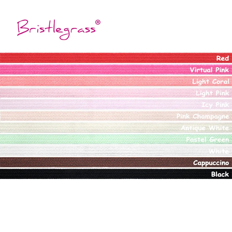 BRISTLEGRASS all\'ingrosso 100 Yard 4mm lavorato a maglia solido Skinny elastico Spandex fascia per capelli fascia Tutu vestito fai da te cucito Trim