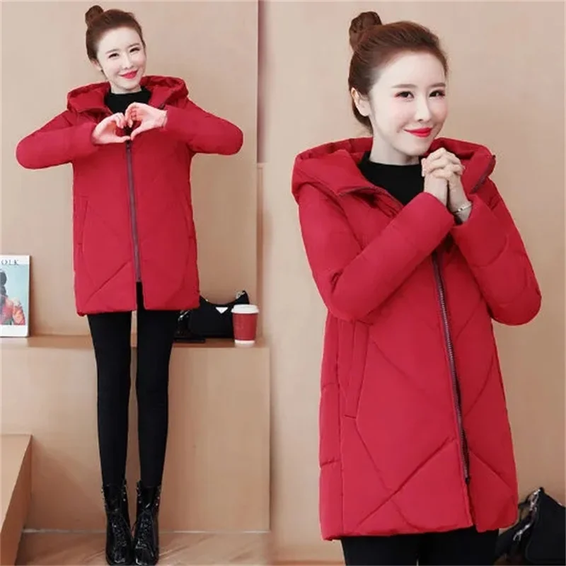 2024 New Winter Hooded Jacket Coats Women Long Parkas Female Down Cotton Overcoat Thick Warm Padded Windproof Casual Windbreaker