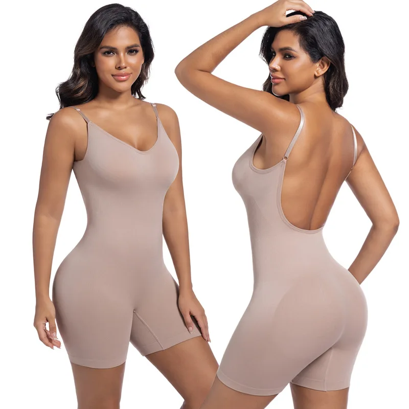 Body moldeador sin espalda para mujer, con tirantes ajustables, sujetador incorporado, control de abdomen, efecto reductor en la cintura, ideal para uso diario y disponible en tallas grandes.