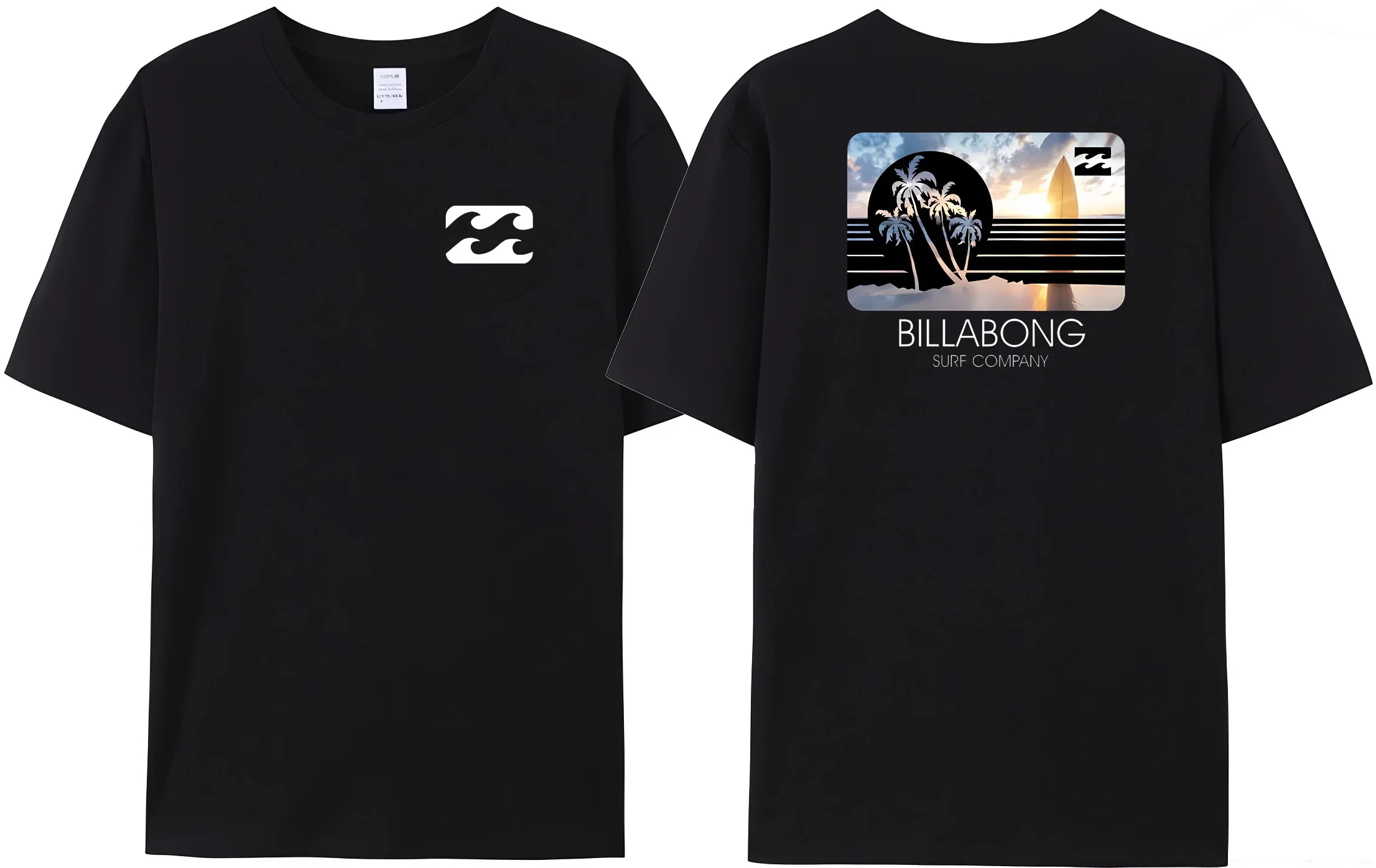 

Wave New Men's Summer Billa-bong T-shirt 100% Cotton Double Sided Printing High Quality Casual Top Tees Ins Y2k Hot Sell New