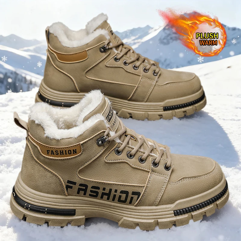 

2025 Winter New: Men's Mid-High Top Warm Thickened Snow Sneakers - Versatile Trendy Platform Shoes for Outdoor Running