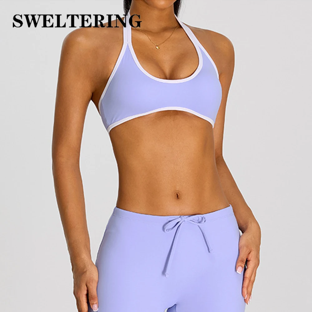 Summer Women's Halter Yoga Bra Backless Fitness Sports Underwear Breathable Workout Crop Top Female Gym Pilates Yoga Underwear