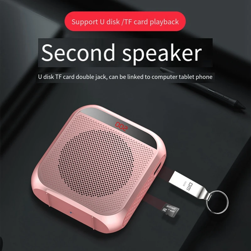 2200Mah Voice Amplifier Multifunctional Voice Speaker Portable Speaker With Microphone Display, For Teachers Speech