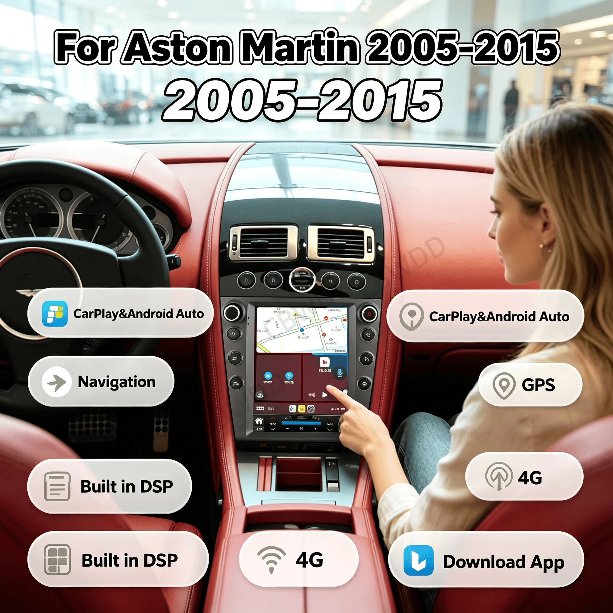 9.7 Inches 8 Core For Aston Martin Vantage V8 2005-2015 Android Car multimedia player GPS Navigation CarPlay car Radio 4G WiFi