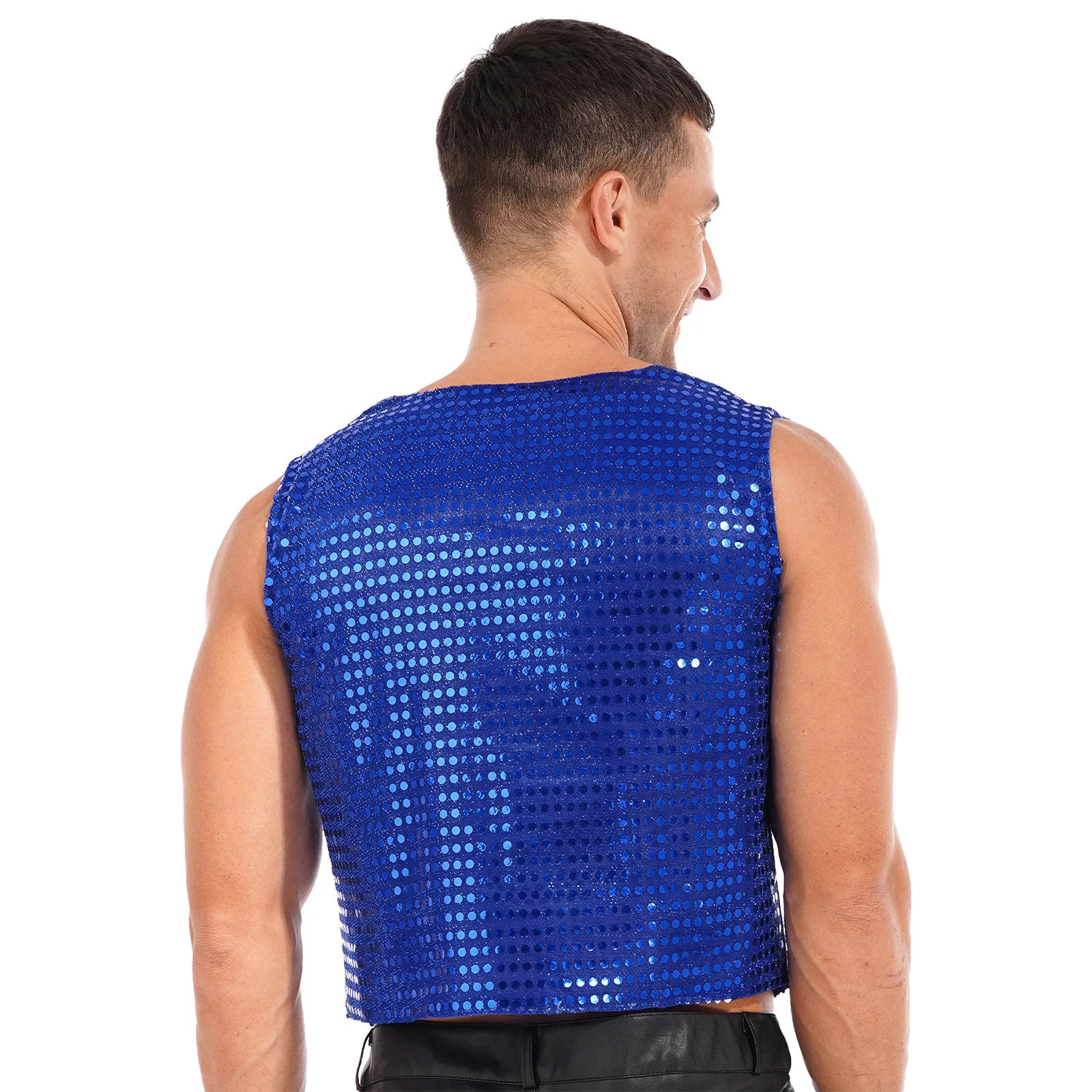 Heren glitter pailletten vest jazz moderne danskostuums mode jas vest rave party stage performance kleding danskleding