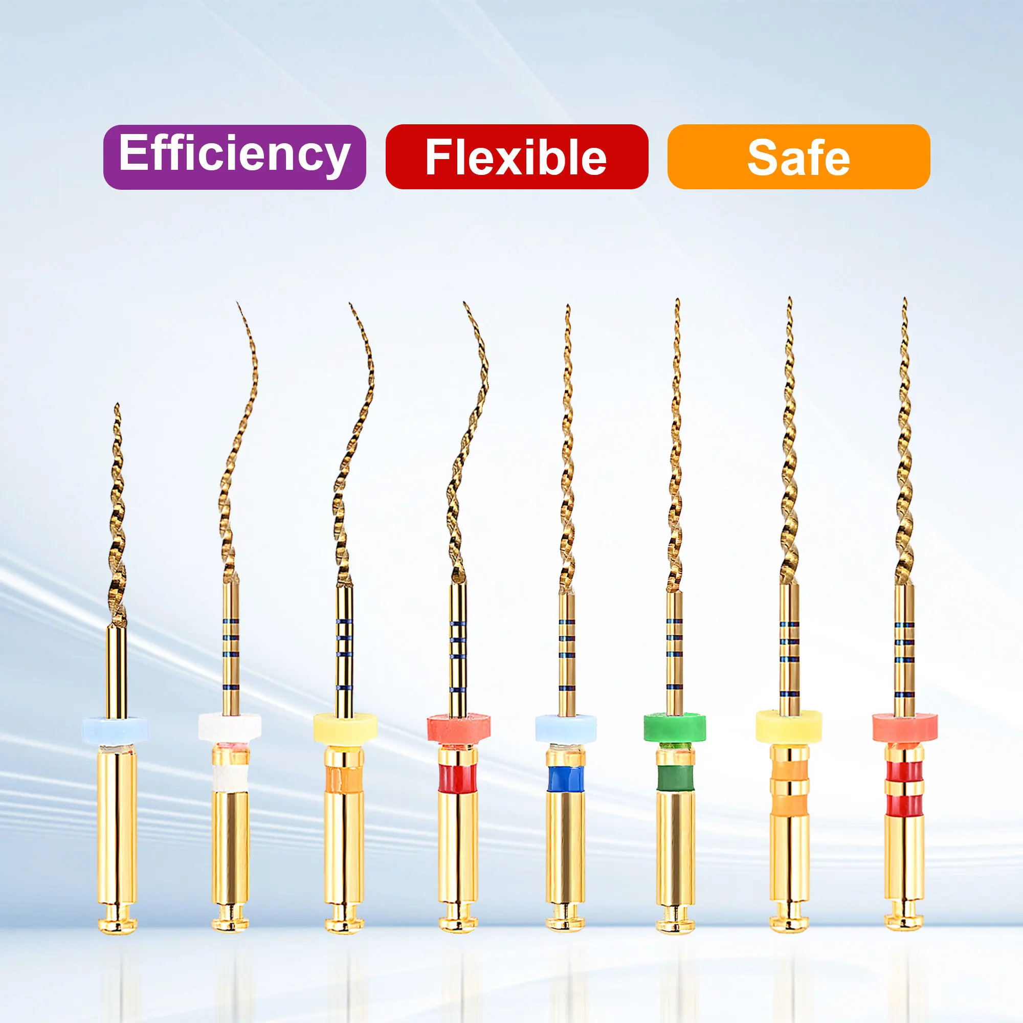 6Pcs/Box Gendo Gold Files 04 06 Taper Super Golden Files 19/21/25mm Heat Activated Flexible File Dentist Instrument Engine Use