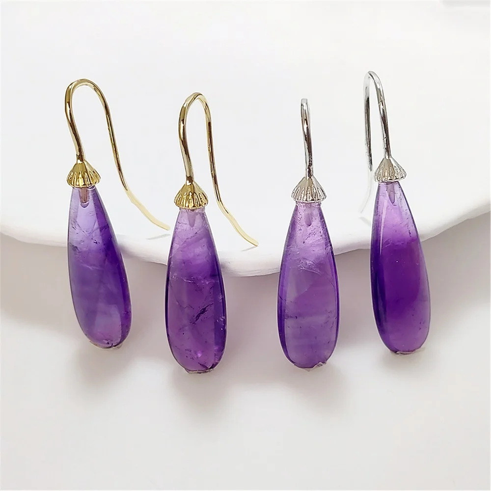 FUWO Wholesale Natural Light Amethyst Earrings,Unique Teardrop Dangle Swing Quartz Earring Jewelry For Women 5Pairs/Lot ER495